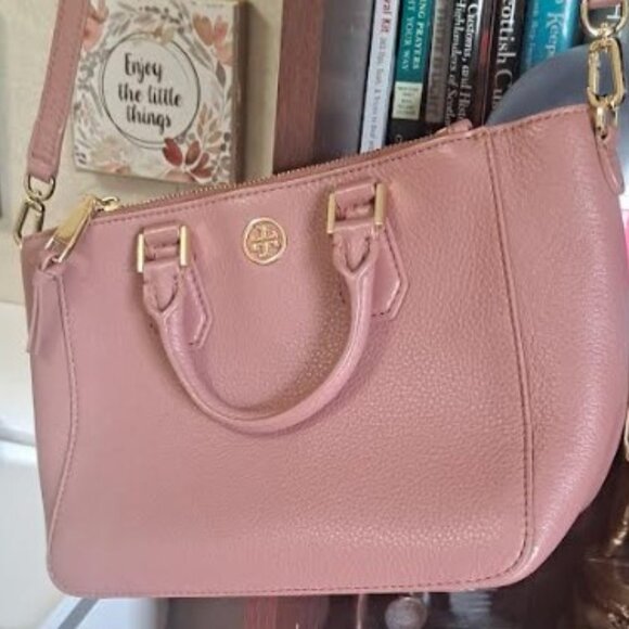 TORY BURCH Landon Mini Square Crossbody Tote Bag Pink Leather Adjustable Strap - Picture 2 of 13